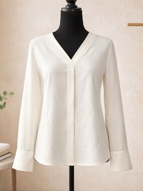 Ann Taylor - Winter White Cream Tassel Blouse